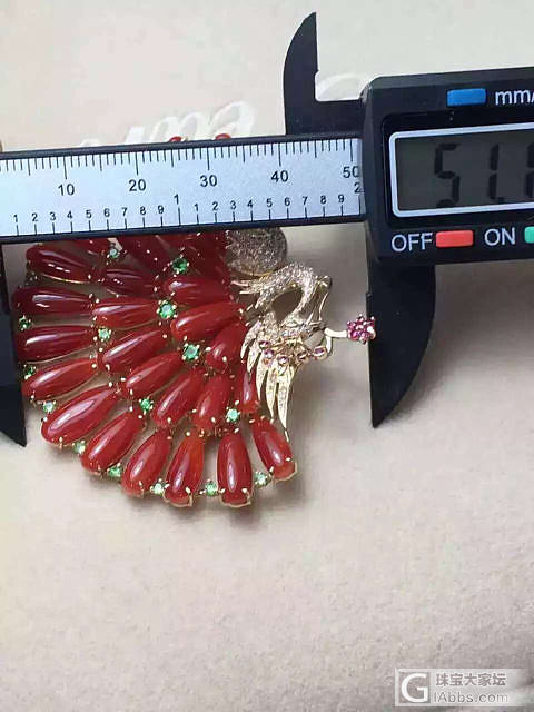 阿卡凤凰胸针_珊瑚