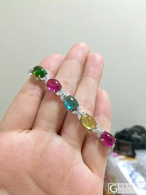【碧玺】极品彩虹碧玺蛋面 刻面欣赏_刻面宝石碧玺