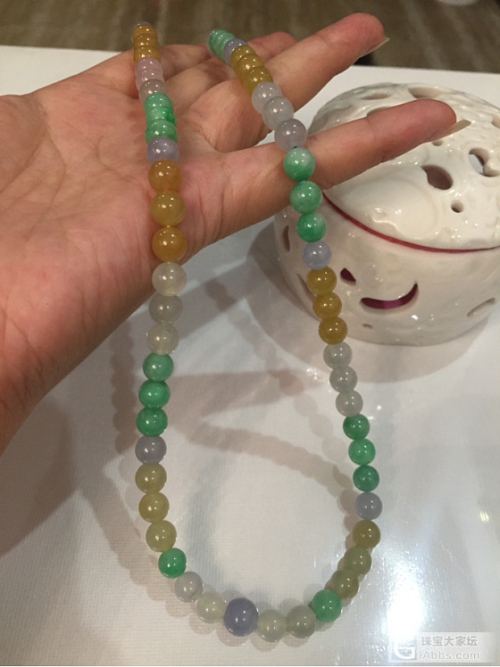 三彩珠珠，冰透艳彩  7.5mm 65颗 ¥6500_翡翠