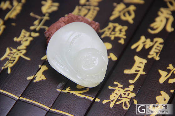 新疆和田玉籽料 苏工精雕 白玉 笑佛挂件_白玉