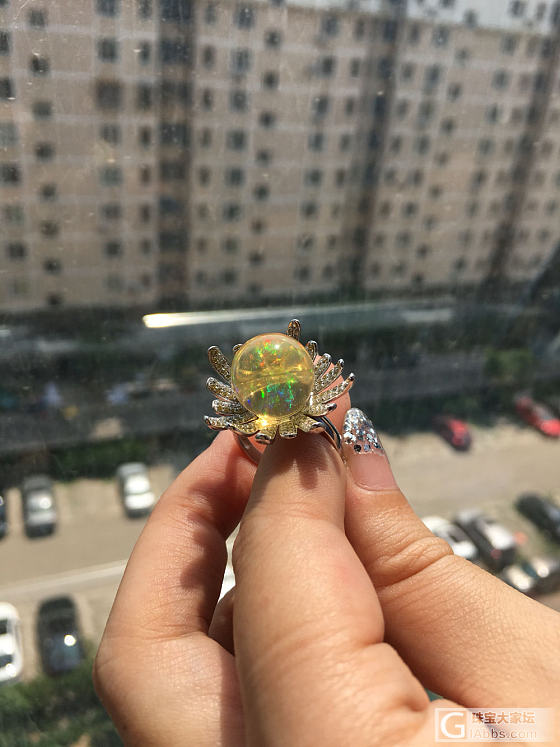水晶欧泊极光七彩戒指_欧泊