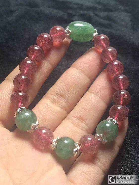 天然草莓晶项链手链_珠串草莓晶