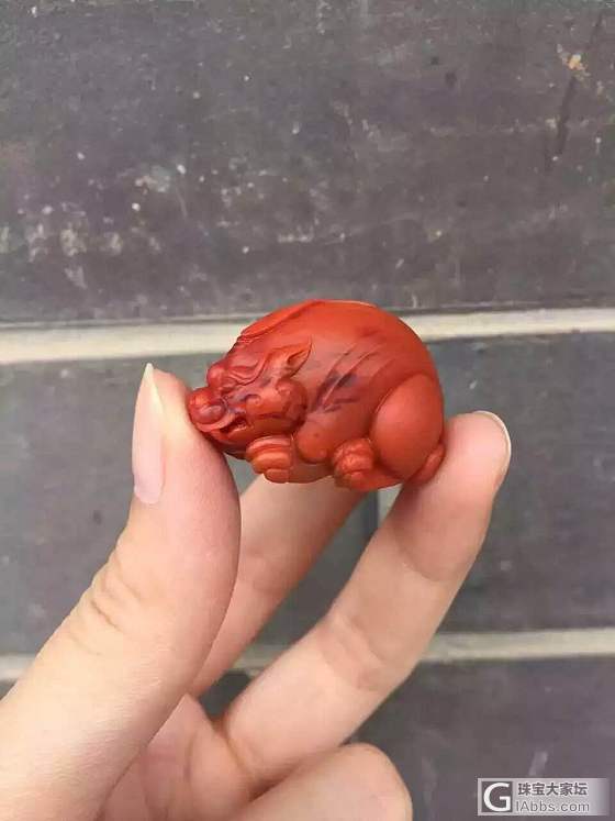 又收了个很萌的九口小貔貅_南红