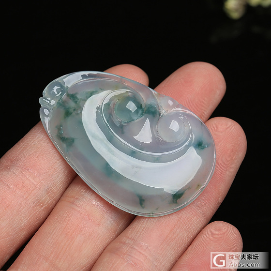 A货翡翠飘蓝水如意吊坠 MFJ85342_挂件翡翠