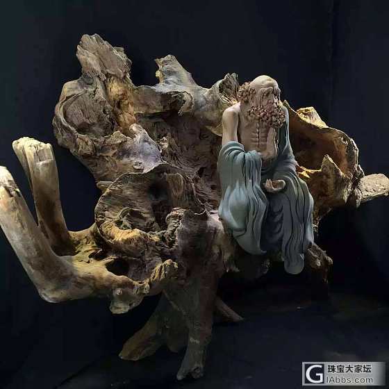禅意根雕：禅语，纯手工陶瓷配天然风化木_文玩