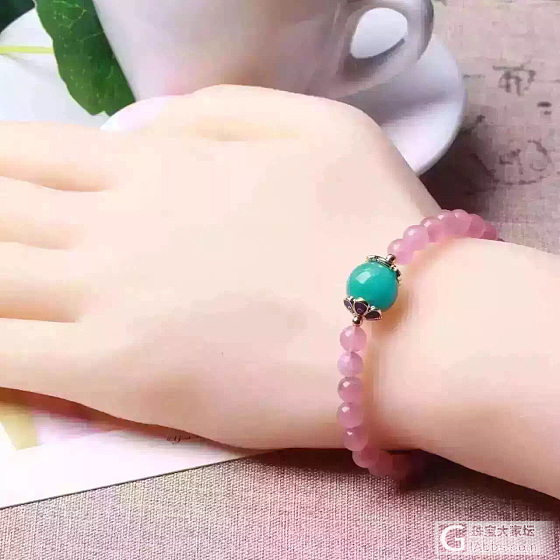 天然马达加斯粉晶手环_珠串粉晶