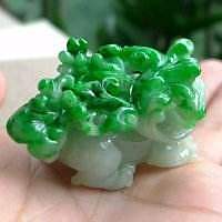 【铭记翡翠珠宝】辣绿色招财貔貅_翡翠