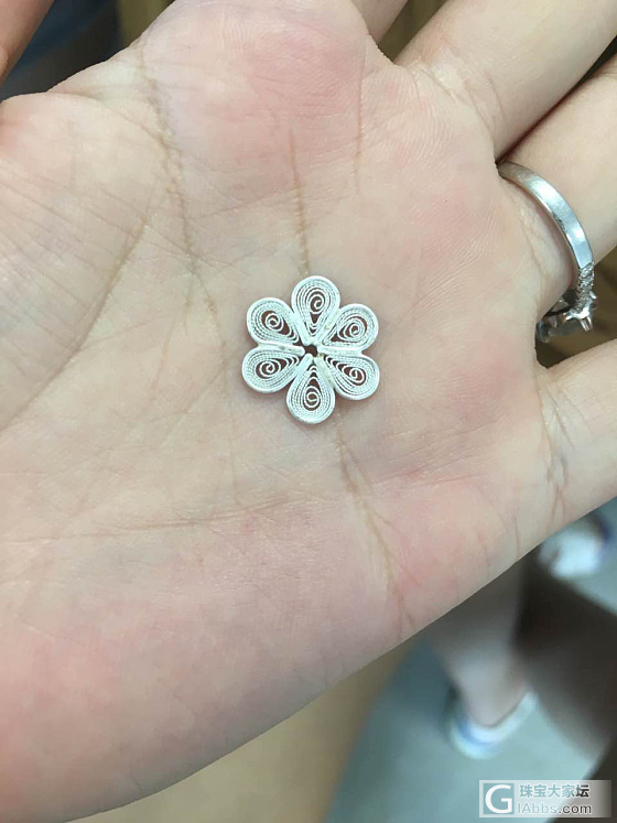 掐了一天终于出来个半成品的花_饰品制作银