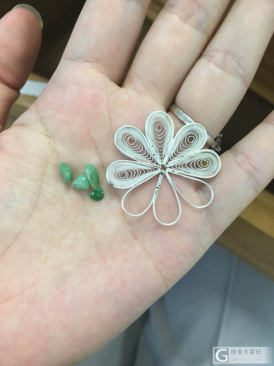 千足银花丝球遇到老翡翠石头_银