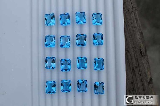 优惠：瑞士蓝托帕石长方形枕形公主切角10mmX12mm  打包：20元/CT_珠宝刻面宝石托帕石