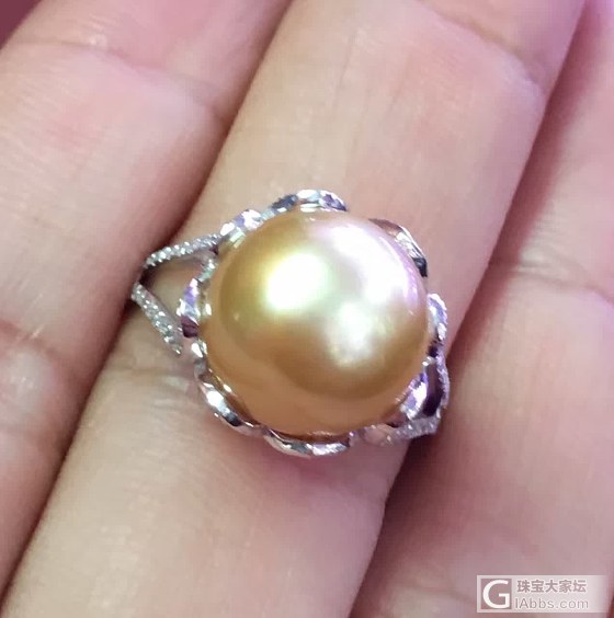【珍贵】18k金天然钻石镶嵌南洋珍珠戒指 天然有证书 支持复检_海水珍珠珠宝戒指