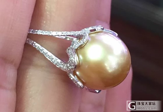 【珍贵】18k金天然钻石镶嵌南洋珍珠戒指 天然有证书 支持复检_海水珍珠戒指