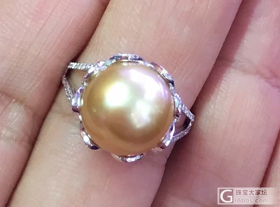 【珍贵】18k金天然钻石镶嵌南洋珍珠戒指 天然有证书 支持复检_海水珍珠戒指