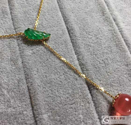 【爱之使者】18金镶嵌爱情果实项链 叶子祖母绿 果子红纹石 超美_祖母绿项链红纹石