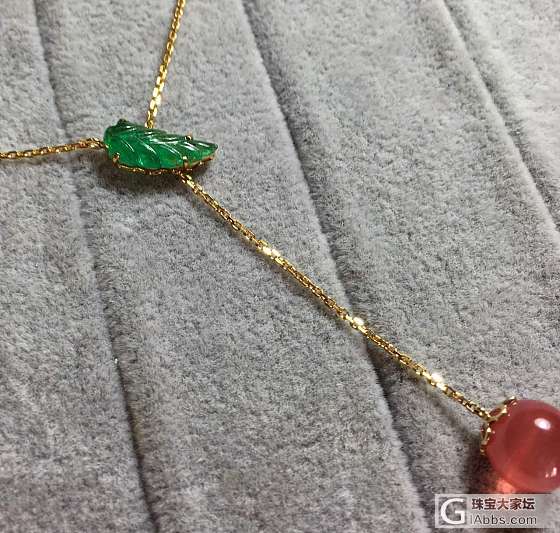 【爱之使者】18金镶嵌爱情果实项链 叶子祖母绿 果子红纹石 超美_项链祖母绿红纹石