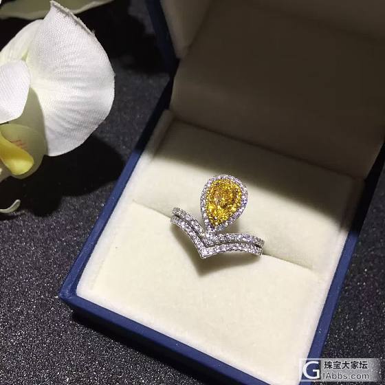 水滴 艳彩黄钻成品_戒指彩钻