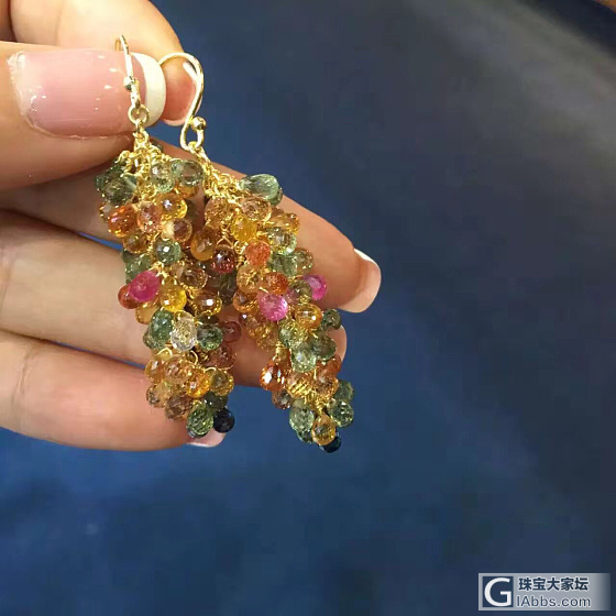 秋天到了，硕果累累_蓝宝石耳坠