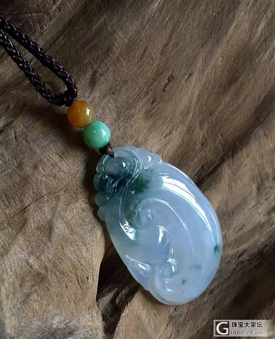 【祥瑞】老坑冰种飘花翡翠龙头如意 配满绿满黄翡翠顶珠 飘花灵活_花件翡翠