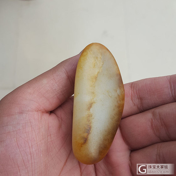 新疆和田玉籽玉61.8克聚红皮老熟白玉籽料原石把件_和田玉