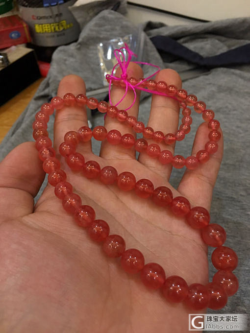 阿根廷冰种红纹石项链_珠串项链红纹石