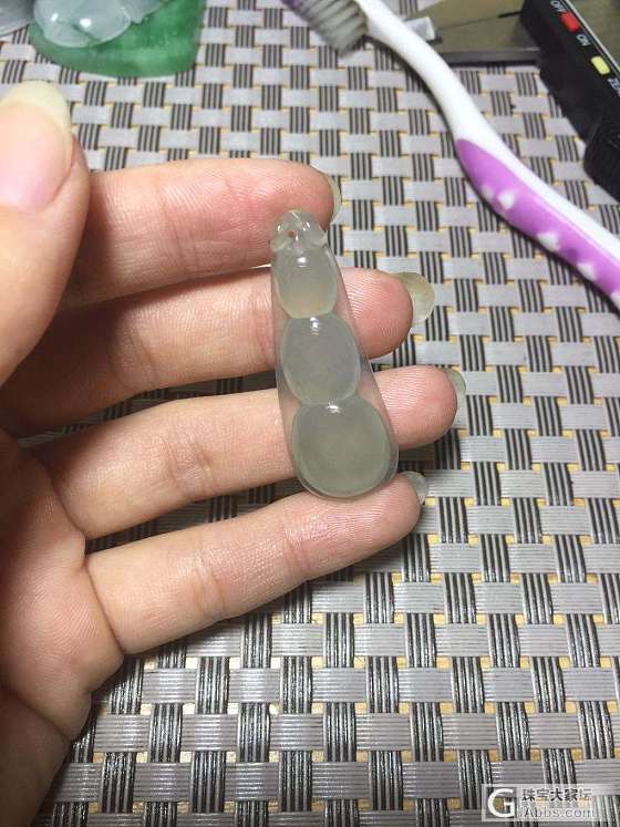 这个豆子种水够老吧！完美四季豆！！有底色！尺寸43.7_16_6.2/mm！中三..._翡翠