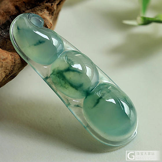 冰种四季豆玉坠豆荚挂件男女款DZ00003_翡翠