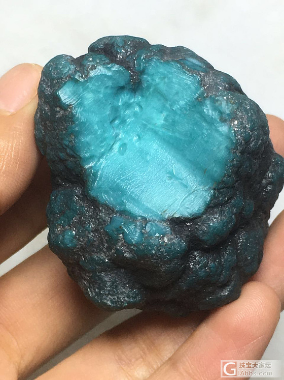 高瓷蓝   期待成品的美😀_原石松石
