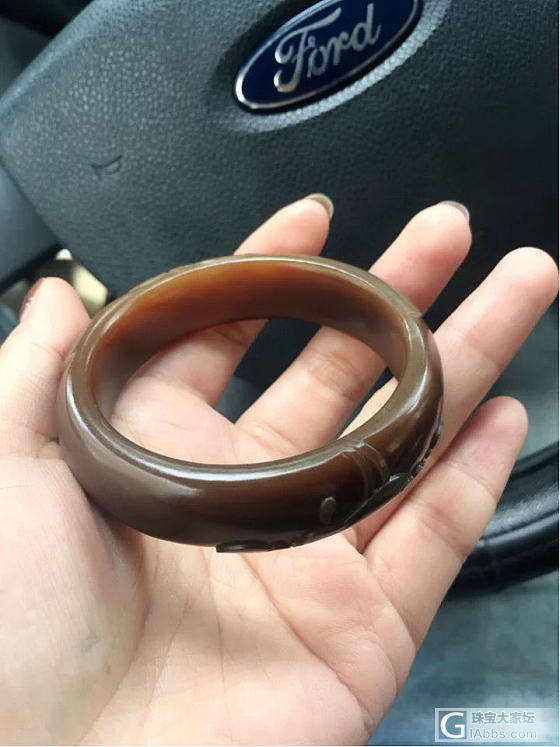 青梅家 新疆和田玉且末料红糖 巧克力糖 荷花鐲_和田玉