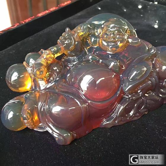 双珀招财佛收藏精品_琥珀