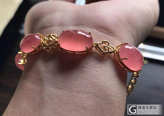 【姣好】美艳的红纹石手链 18k金花丝工艺 金色的祥云连接 无白纹_手链红纹石