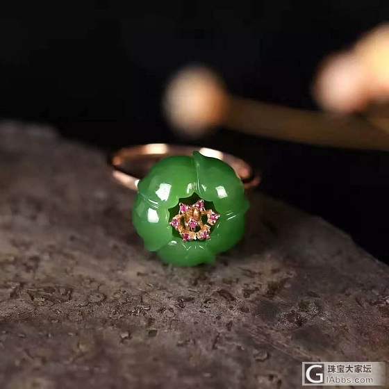 和田玉18k金  莲花戒！_和田玉