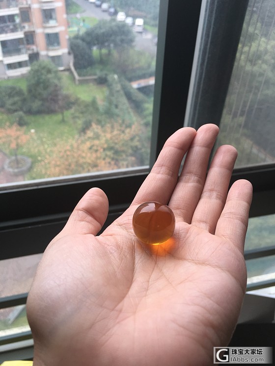 缅甸金棕珀 ，琥珀大珠，直径22_琥珀