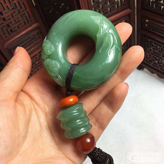 新品：俄碧玉 玉琮扳指 把玩件_挂件和田玉