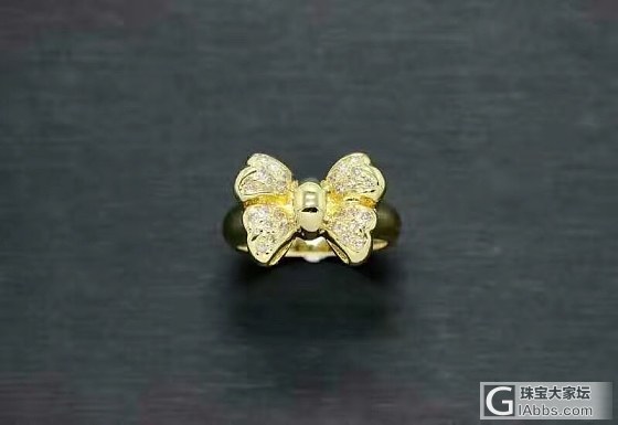 新品推荐：精美漂亮的蝴蝶结18K金钻石戒指！圣诞特惠！_戒指K金