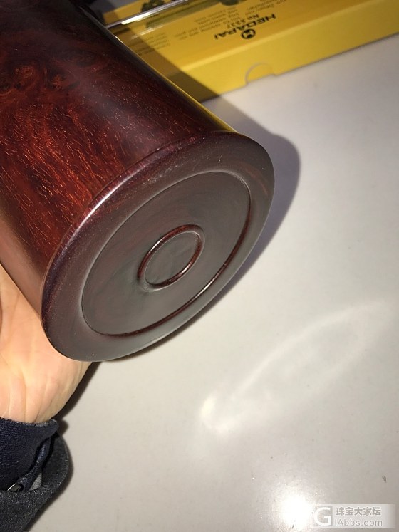 最近收的两个海南黄花梨满留疤首饰盒和一串满鬼脸手串_海南黄花梨