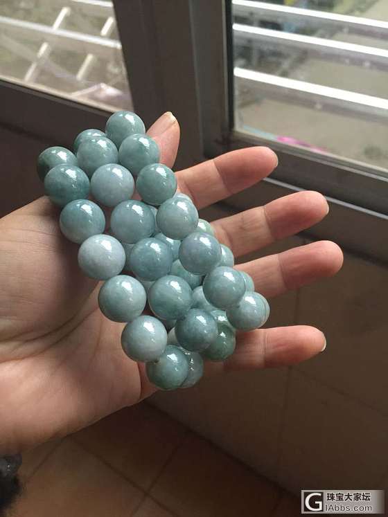 翡翠手串14淡蓝大珠100一串包邮_珠串翡翠
