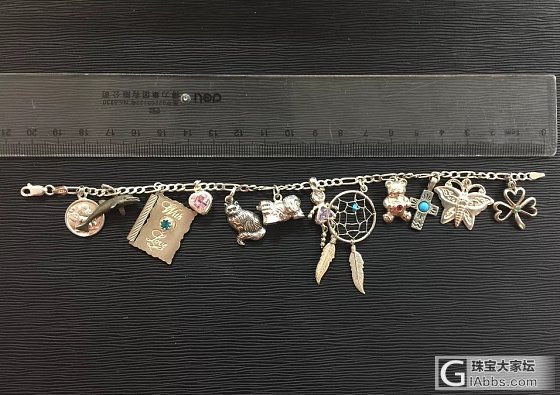 Vintage 古着 二手 银手链 带12个吊坠 美国购回 年代不详_手链银