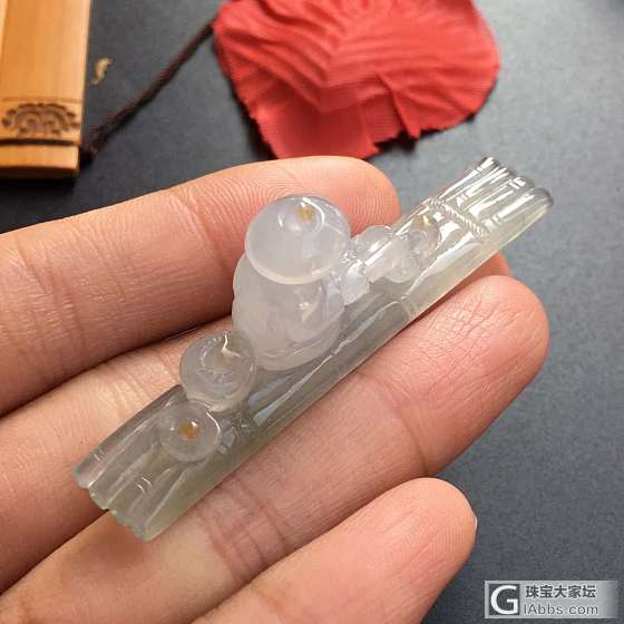 翡翠巧雕——🍃姜太公钓鱼，愿者上钩🍃_玉工翡翠