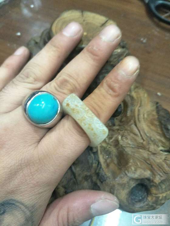 加强皮的戒指370,青花籽料镯芯的腰扣_和田玉