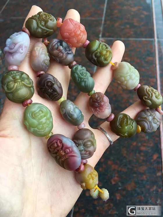 七彩盐源玛瑙   雕工好_玛瑙珠串