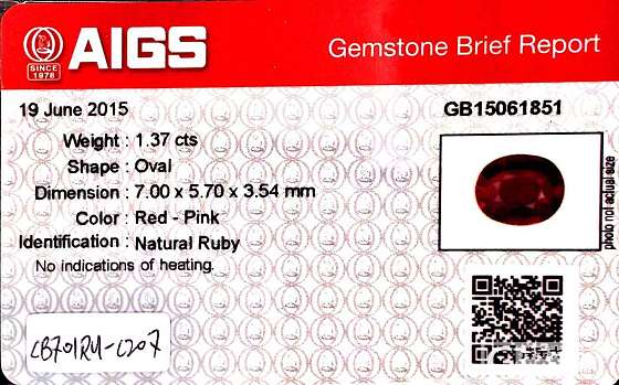 1.37克拉无烧红宝石裸石_红宝石