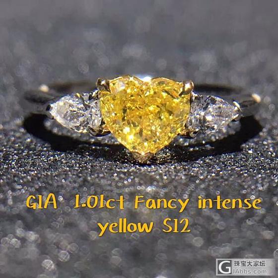 GIA 心形浓彩黄钻 1.01ct 成品现货_戒指彩钻