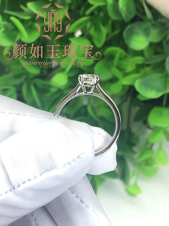 80分J色GIA四爪女戒_钻石镶嵌戒指颜如玉镶嵌