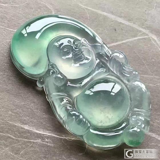 玻璃 布袋佛 甜甜的绿_翡翠