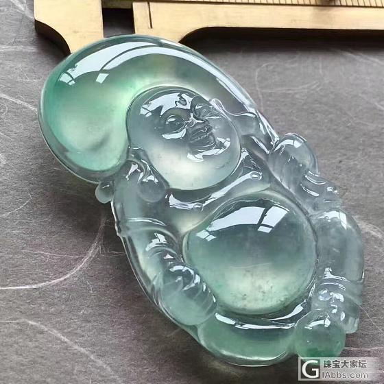 玻璃 布袋佛 甜甜的绿_翡翠