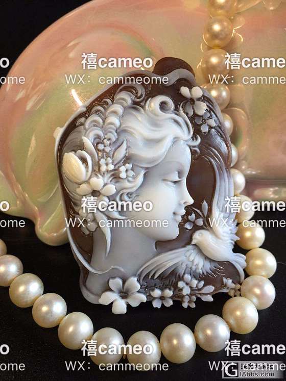 意大利高端精品cameo贝雕，美人侧颜！大师精品作_贝壳雕刻