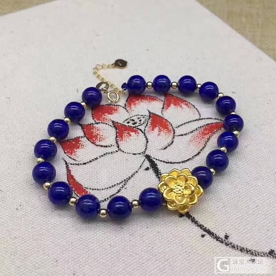   莲花硬金青金石手链：母亲👩节尊贵豪礼，_珠串青金石