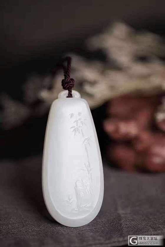 【竹石图】漂亮玉佩，典雅高贵，翠竹飘逸_和田玉挂件