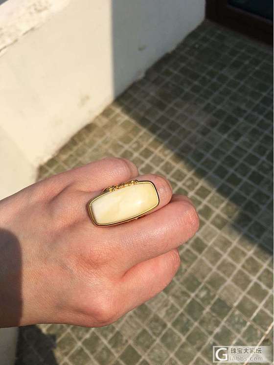 美美哒，小白糖块_蜜蜡戒指