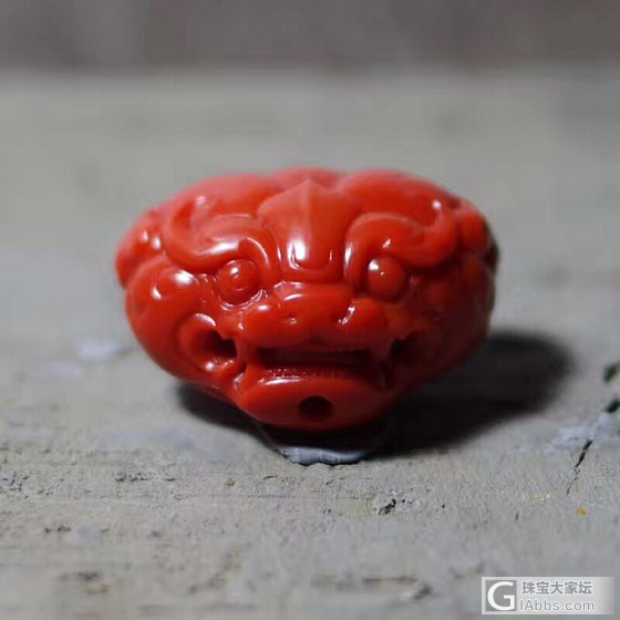 文金南红兽面背云_挂件南红